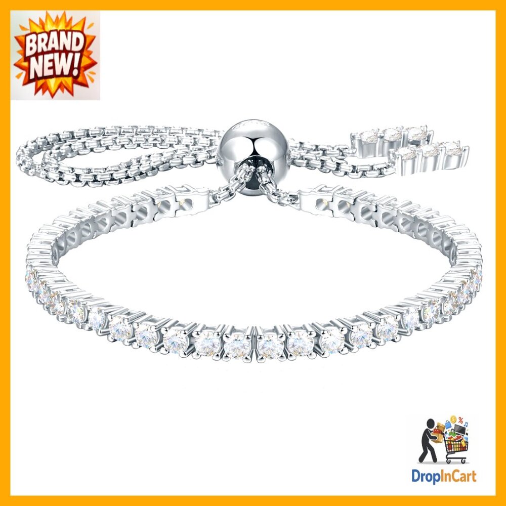 Adjustable Tennis Bracelet Elegant Minimal Chic Sterling Silver Moissanite